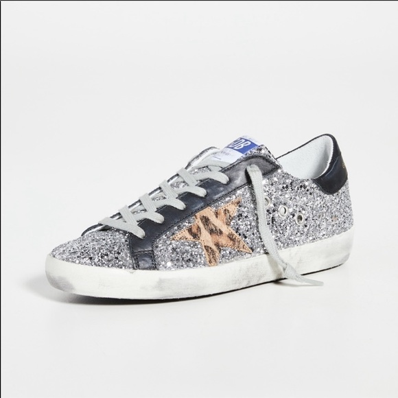 Golden Goose Superstar Silver Glitter/Leopard NIB - Picture 2 of 11